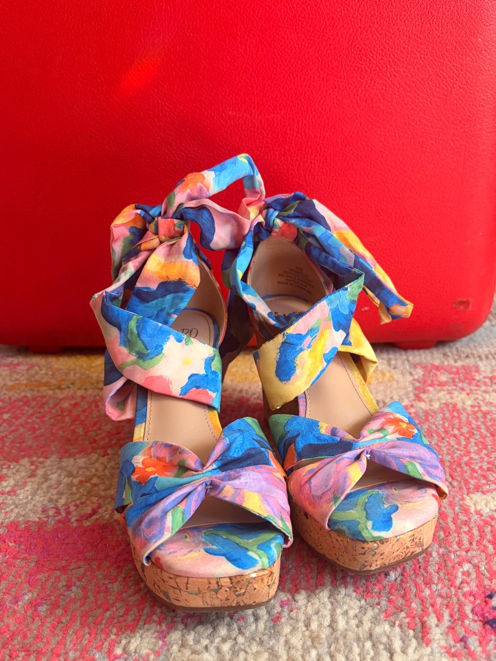 IMPO Omyra Lace Up Wedge Sandals - Women’s 6 - Multicolor Floral